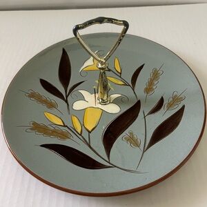 Stangl Pottery Serving Plate with Handle.  Golden Harvest Pattern